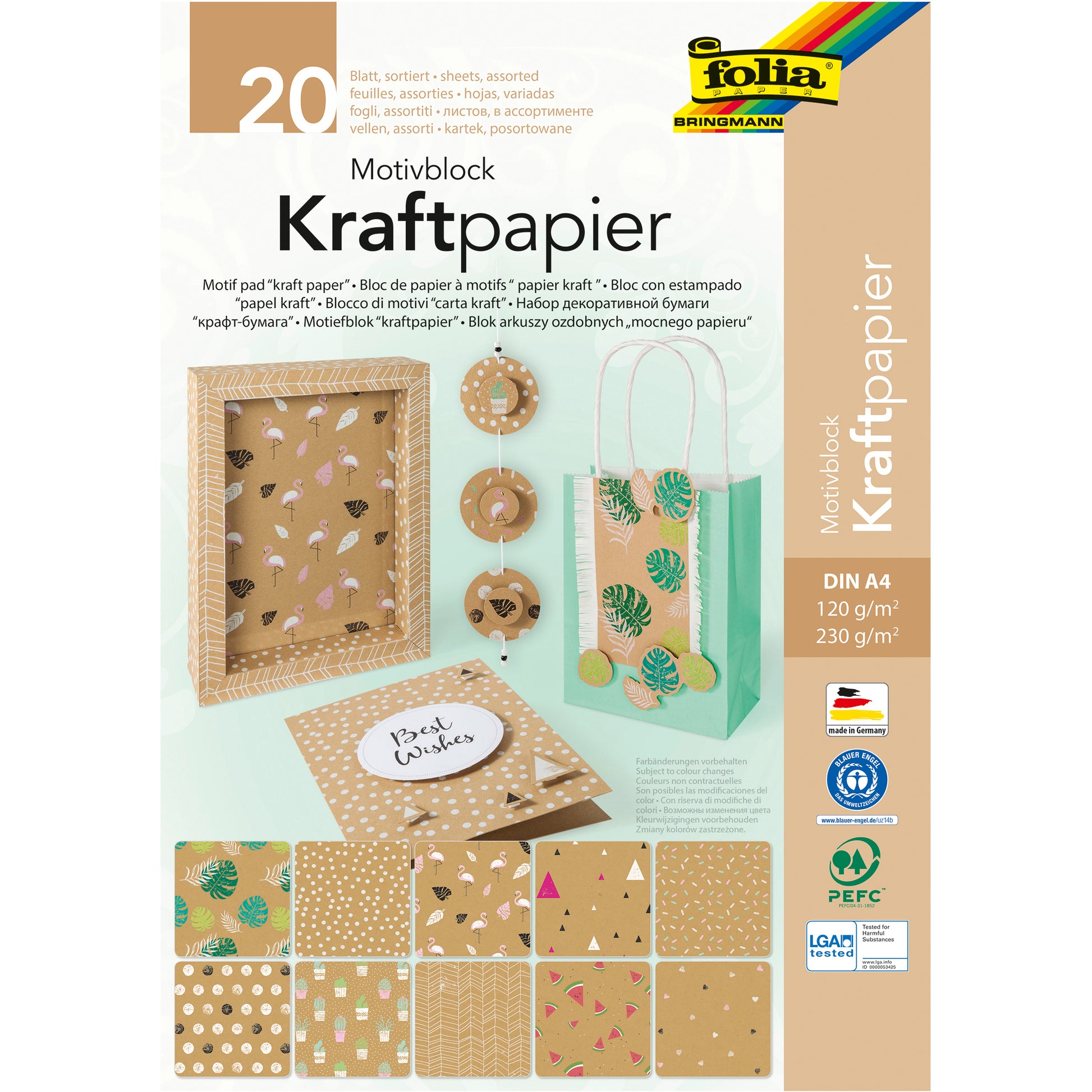 FOLIA Motivblock 48798 Kraftpapier, Kraftkarton