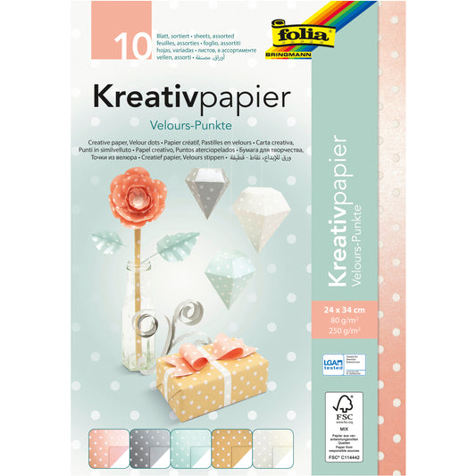 FOLIA Kreativpapier 51349 Velourspunkte