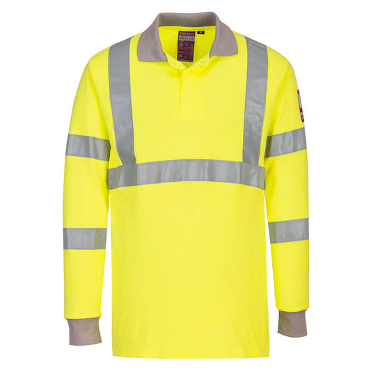 Flammhemmendes, antistatisches Warnschutz-Langarm-Polo-Shirt