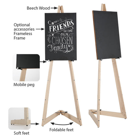 Mobile Staffelei Holz aus Buchenholz, 150cm, Natur