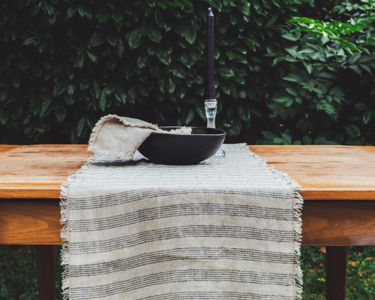 soñho Finca Tischläufer 50 x 150 blau gestreift