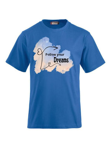 Funshirt mit Spruch ‚Follow Your Dreams‘ – Personalisiert bedruckbar, Motivierendes Design