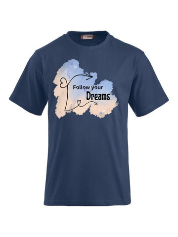 Funshirt mit Spruch ‚Follow Your Dreams‘ – Personalisiert bedruckbar, Motivierendes Design