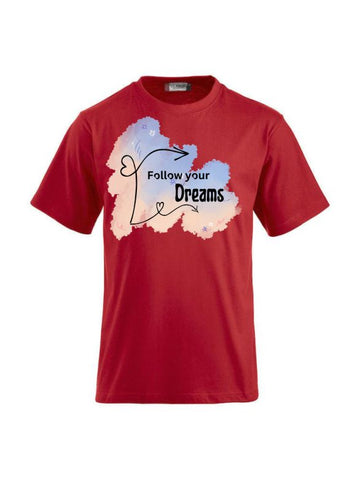 Funshirt mit Spruch ‚Follow Your Dreams‘ – Personalisiert bedruckbar, Motivierendes Design