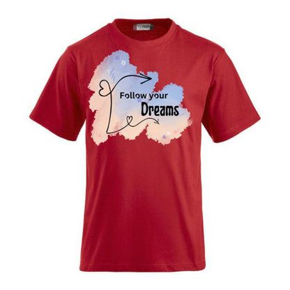 Funshirt mit Spruch ‚Follow Your Dreams‘ – Personalisiert bedruckbar, Motivierendes Design