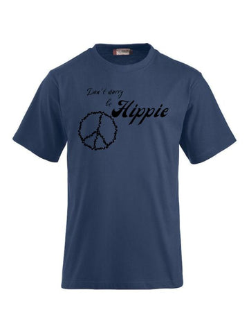Funshirts bedrucken mit Spruch don`t worry be Hippie
