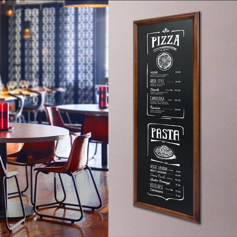 Securit® Wandkreidetafel "Long", Holzrahmen Dunkelbraun, 56x150cm, Outdoor
