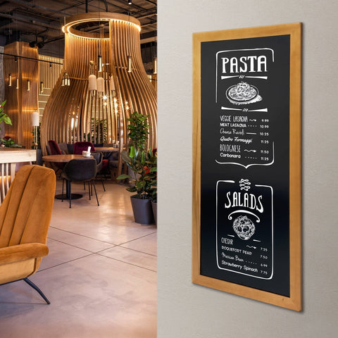 Securit® Wandkreidetafel "Long", Holzrahmen Hellbraun, 56x120cm, Outdoor