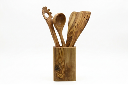 Conjunto de utensílios de cozinha em madeira de oliveira