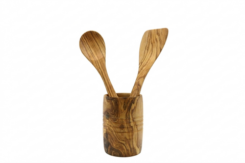 Conjunto de utensílios de cozinha em madeira de oliveira