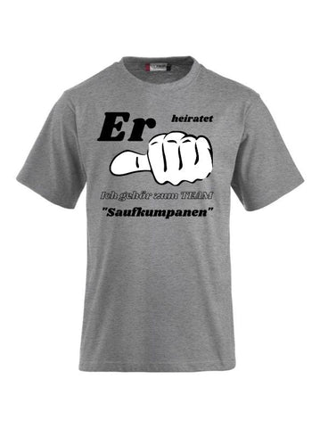 T-Shirts bedrucken Er heiratet ich gehör zum Team