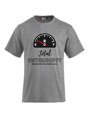 T-Shirts bedrucken mit Spruch - Total unterhopft bringt mir ein neues Glas