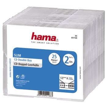 HAMA CD Leerhülle Slim Double 51168 25-er Pack transparent