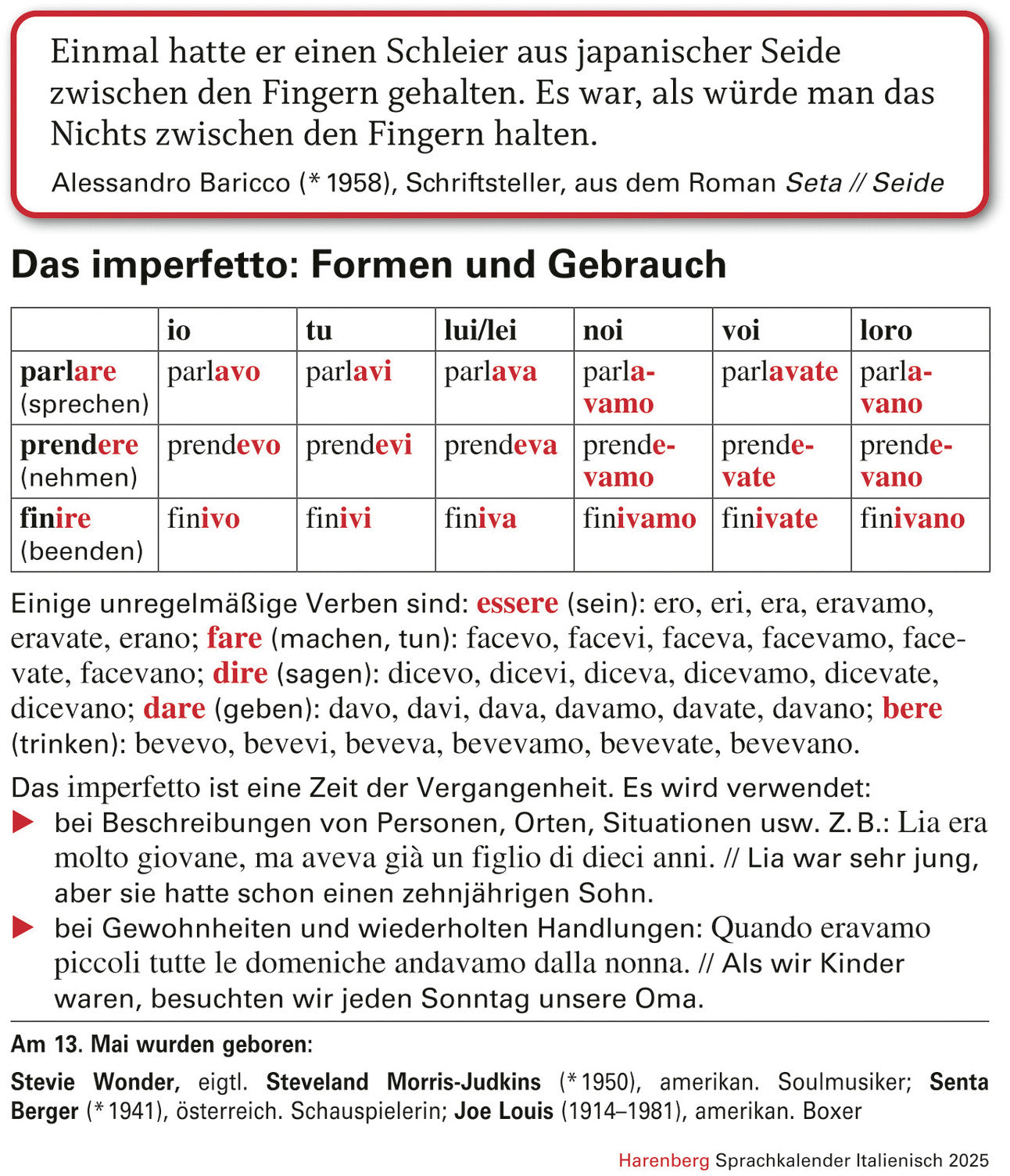 HARENBERG Abreisskalender 2025 2111000+25 Italienisch DE, IT 12.5x16cm