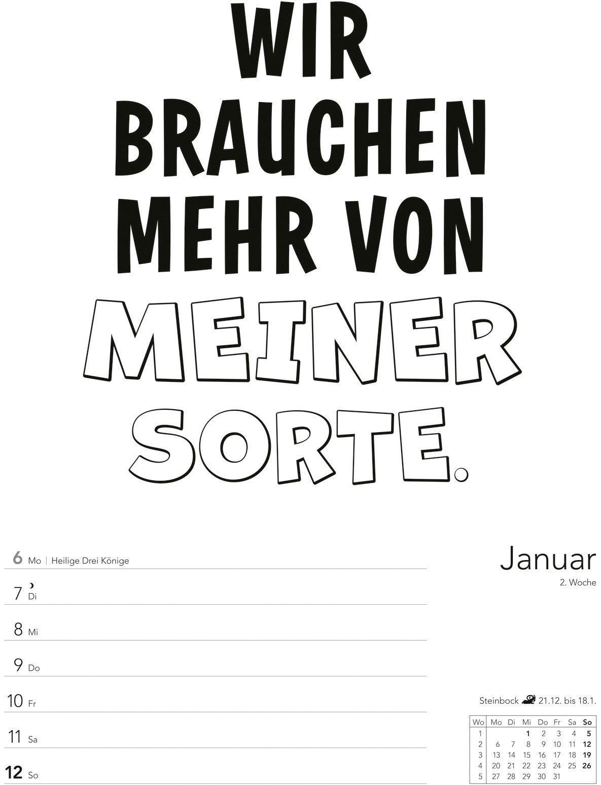 HARENBERG Wochenplaner 2025 3310134+25 Sprüche-Kalender DE 25x35.5cm