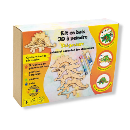 KIT EN BOIS 3D A PEINDRE STEGOSAURE