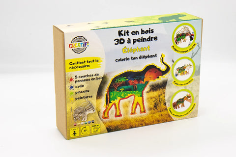 KIT EN BOIS 3D A PEINDRE ELEPHANT