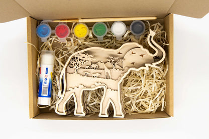 KIT EN BOIS 3D A PEINDRE ELEPHANT