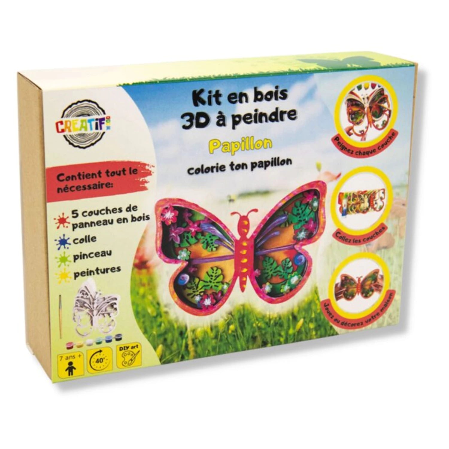KIT EN BOIS 3D A PEINDRE PAPILLON
