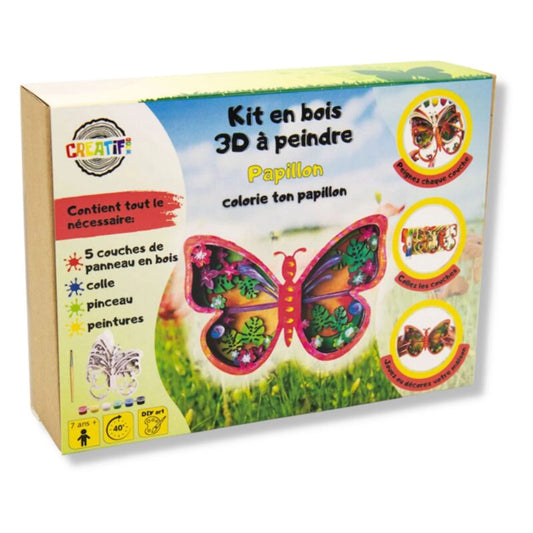 KIT EN BOIS 3D A PEINDRE PAPILLON