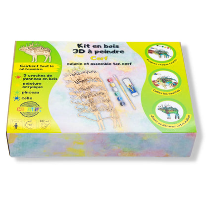 KIT EN BOIS 3D A PEINDRE CERF