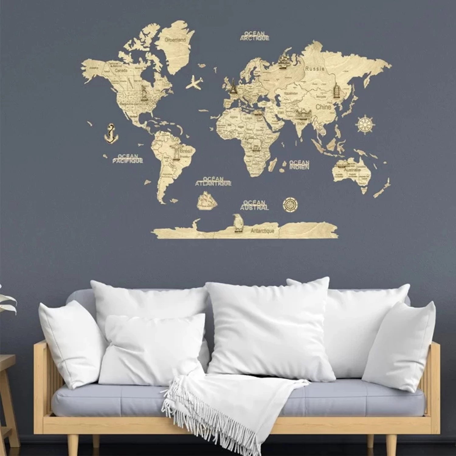 CARTE DU MONDE 2D CLAIRE M 70X100CM (FR)