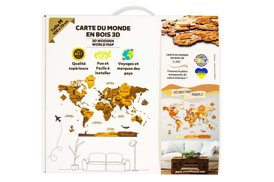 CARTE DU MONDE 3D CLAIRE XL 200X130CM