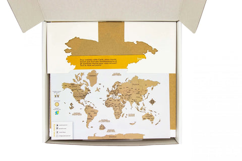 CARTE DU MONDE 3D CLAIRE XL 200X130CM
