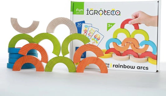 MOSAIQUES EQUILIBRANTES EN BOIS ARCS ARC-EN-CIEL 24PCS