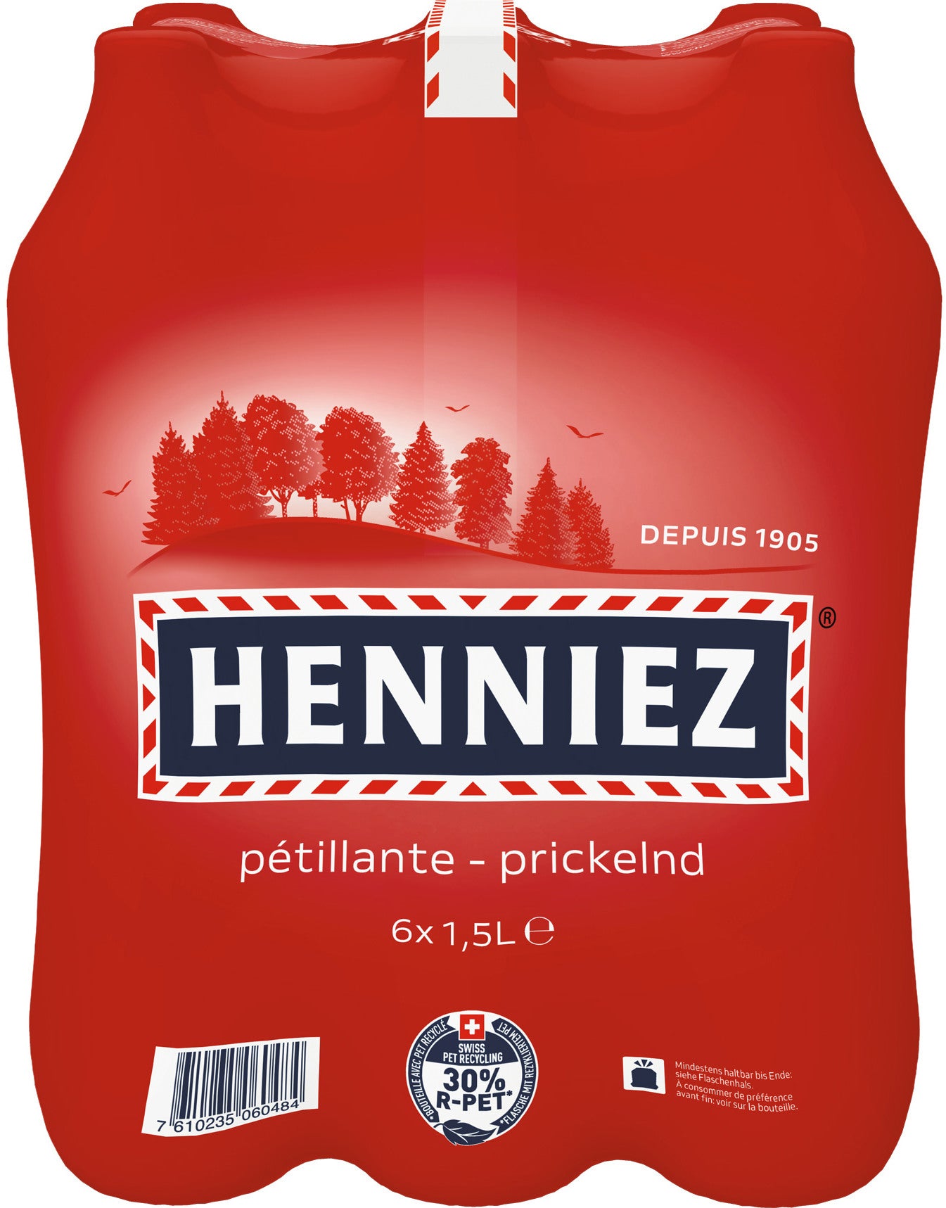 HENNIEZ rot, mit Kohlensäure, Pet 129400000147 150 cl, 6 Stk.