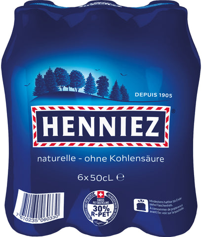 HENNIEZ blau, ohne Kohlensäure, Pet 129400001252 50 cl, 6 Stk.