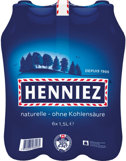 HENNIEZ blau, ohne Kohlensäure, Pet 129400001256 150 cl, 6 Stk.