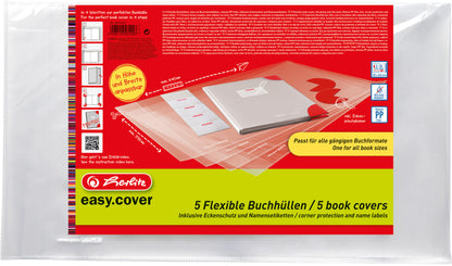 HERLITZ Buchhülle easy cover 50014750 5 Stück in Polybeutel Flexibel