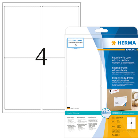 HERMA Etiketten 10019 10019 99.1x139mm abl. 25 Blatt