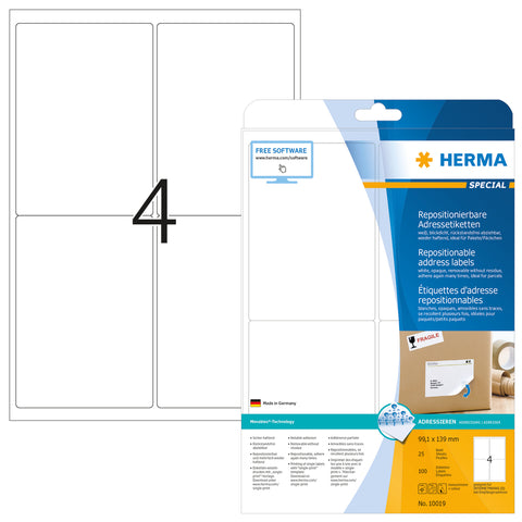 HERMA Etiketten 10019 10019 99.1x139mm abl. 25 Blatt