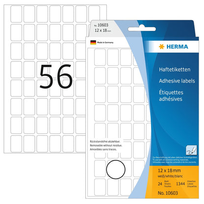 HERMA Etiketten Movables 12×18mm 10603 weiss, non perm. 1792 Stück