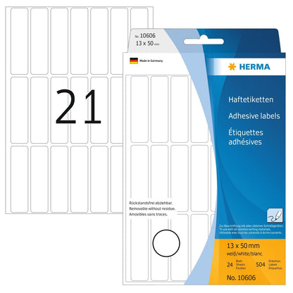 HERMA Etiketten Movables 13×50mm 10606 weiss, non perm. 672 Stück