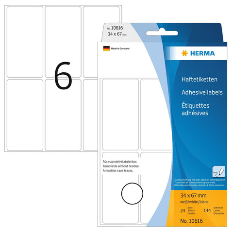 HERMA Etiketten Movables 34×67mm 10616 weiss, non perm. 192 Stück