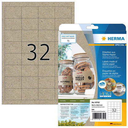 HERMA Etiketten 48,3 x 33,8 mm 10752 aus Silphie-Papier 640 Stück