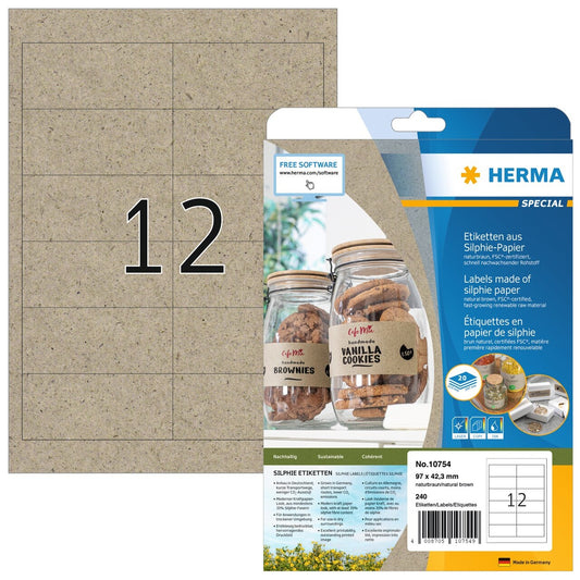 HERMA Etiketten 97 x 42,3 mm 10754 aus Silphie-Papier 240 Stück