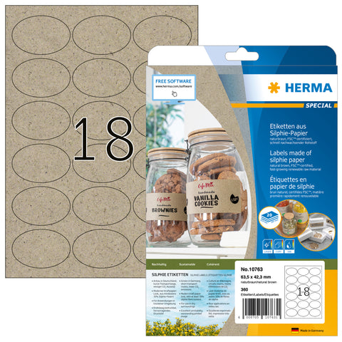 HERMA Etiketten 63.5 x 42.3 mm 10763 aus Silphie-Papier 360 Stück