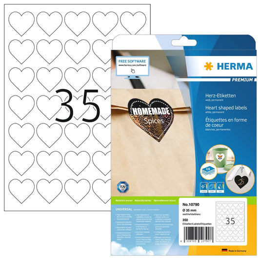 HERMA Etiketten Premium 35mm 10790 herz, weiss 350 Stück