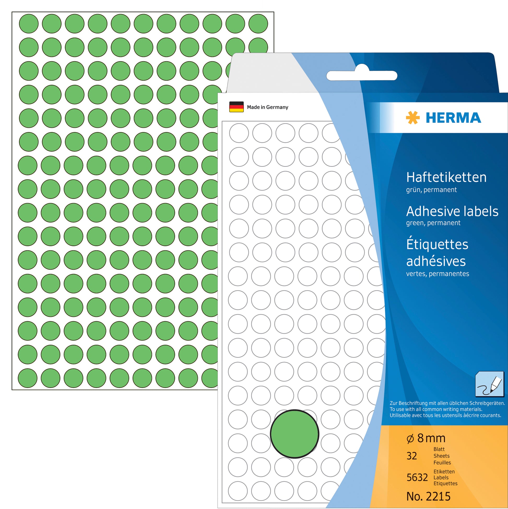 HERMA Haftetiketten rund 8mm 2215 grün 5632 Stück