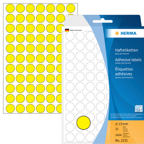 HERMA Etiketten rund 13mm 2231 gelb 2464 Stück