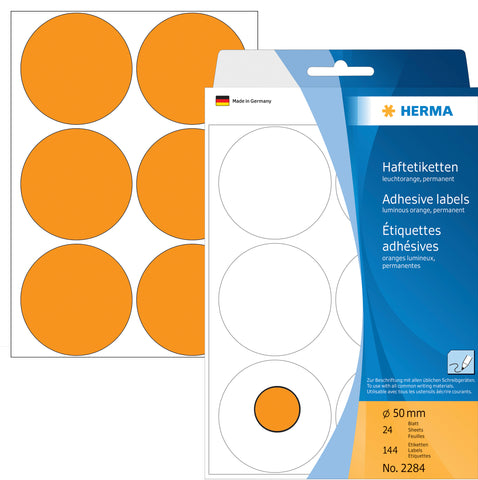 HERMA Etiketten rund 50mm 2284 orange 144 Stück