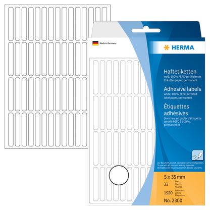 HERMA Etiketten 5×35mm 2300 weiss 1920 Stück