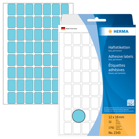 HERMA Etiketten 12×18mm 2343 blau 1792 Stück