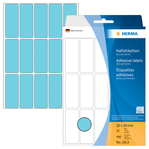 HERMA Etiketten 20×50mm 2413 blau 480 Stück