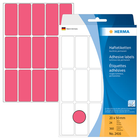 HERMA Etiketten 20×50mm 2416 rot 360 Stück