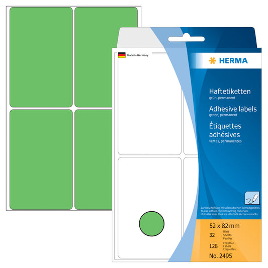 HERMA Etiketten 52×82mm 2495 grün 128 Stück